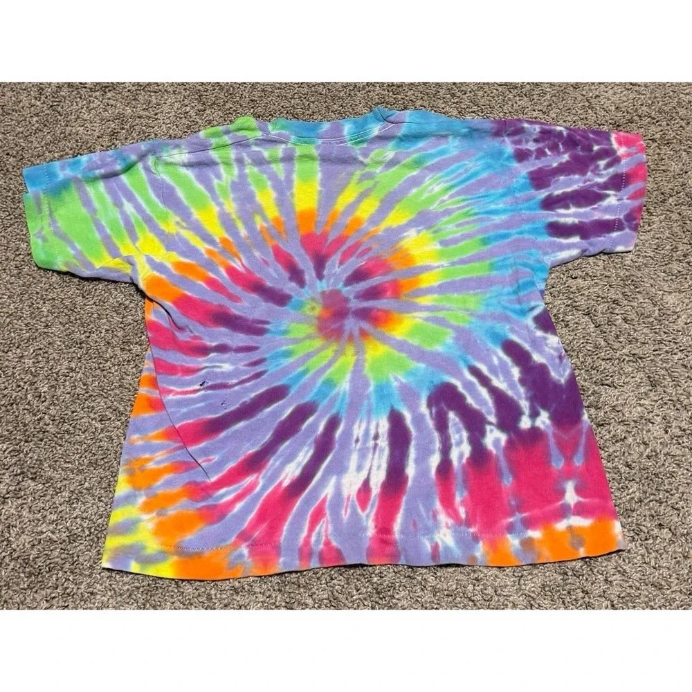 Vintage Fruit of the Loom Youth Small Tie Dye T Shirt Rainbow Spiral 90s